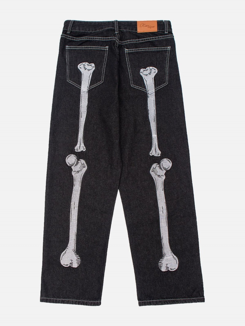 Noir  Jean Aelfric Eden Vintage Skull Bone Embroidery - CIG-4978641